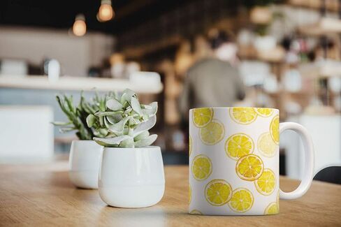كوب قهوة سعة 11 أونصة من MUGBREW بتصميمات أدوات المطبخ بالفواكه والخضروات، نمط شريحة الليمون in Kuwait