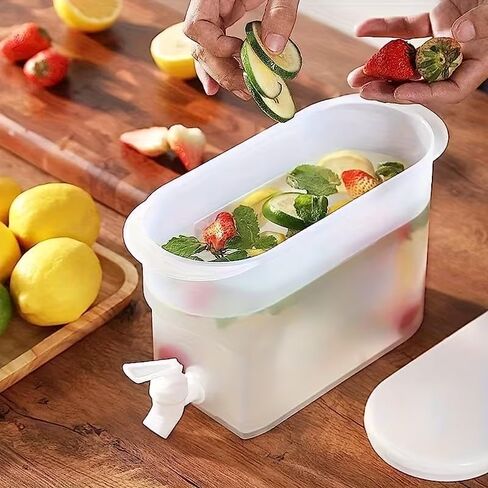 قطعة واحدة من موزع المشروبات البلاستيكي مع صنبور، حاوية سعة 1 جالون 3 لتر، غلاية باردة مع صنبور للثلاجة، إبريق الفاكهة، إبريق عصير الليمون in Kuwait