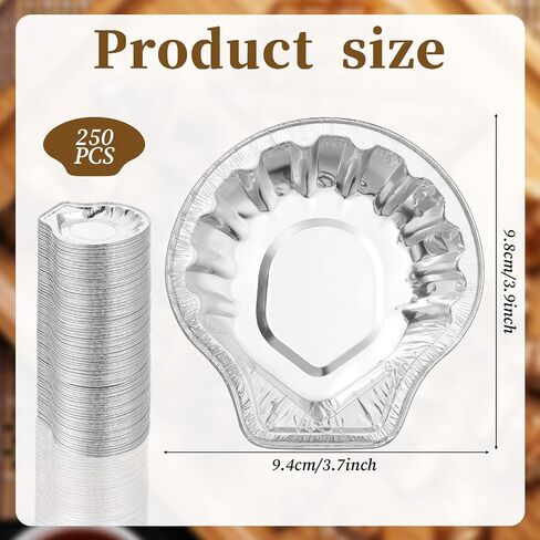 250 حزمة من أغطية البطلينوس من رقائق الألومنيوم، 3.9 × 3.7 بوصة للاستعمال مرة واحدة، أغطية محار قابلة للشوي، طبق خبز، طبق فطائر، طبق للطهي، تقديم، التخييم، فطائر البطلينوس، أويستر، سكالوب، كعك السلطعون، غمس in Kuwait