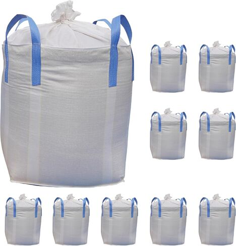 أكياس FIBC السائبة 35x35x43 بوصة، 2200 رطل. السعة، 10 عبوات، بولي بروبيلين منسوج مزدوج، أكياس ثقيلة للطن مع سطح من القماش الخشن وقاع مسطح، مقاومة للأشعة فوق البنفسجية 4 حلقات للحصى والحبوب وما إلى ذلك in Kuwait