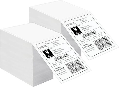 Spartan Industrial - ملصقات حرارية مباشرة قابلة للطي مقاس 4 × 6 بوصات (عدد 2000، مجموعتان) - ملصقات شحن بريدية قابلة للطباعة، تعريف الحزمة - متوافقة مع طابعات Zebra وRollo الحرارية in Kuwait