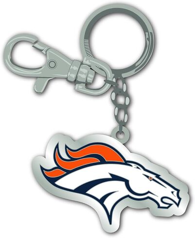 سلسلة مفاتيح Denver Broncos - حلقة مفاتيح معدنية بشعار فريق NFL الرسمي مع مشبك، ملحق معدات مشجعي كرة القدم لحقيبة الظهر للمفاتيح، هدايا NFL للرجال والنساء in Kuwait
