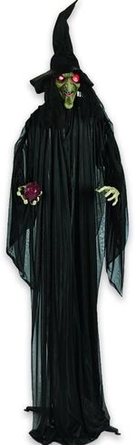 Fun Express Standing Witch with Red Apple Halloween Decoration - Lights up and Makes Sound - Scary Home Decor in Kuwait