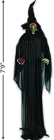Fun Express Standing Witch with Red Apple Halloween Decoration - Lights up and Makes Sound - Scary Home Decor in Kuwait