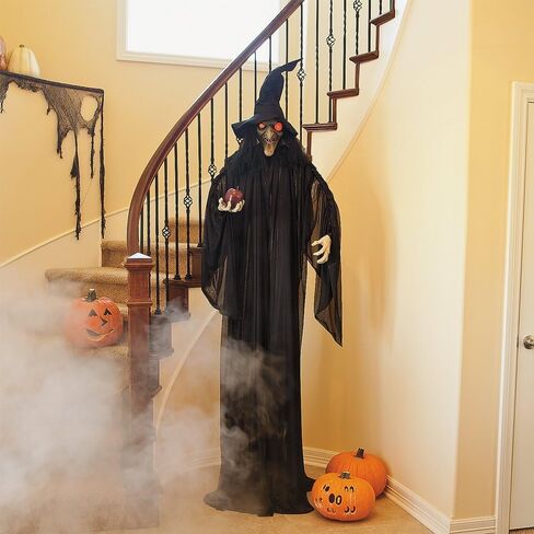 Fun Express Standing Witch with Red Apple Halloween Decoration - Lights up and Makes Sound - Scary Home Decor in Kuwait