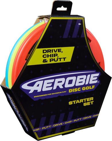 مجموعة Aerobie Disc Golf Starter Set 3 عبوات من الأقراص الطائرة للأعمار من 5 سنوات فما فوق | يحسن التنسيق بين اليد والعين ويحسن وقت رد الفعل أثناء اللعب؛ أنشطة وألعاب الترابط العائلي للأعمار من 5 سنوات فما فوق in Kuwait