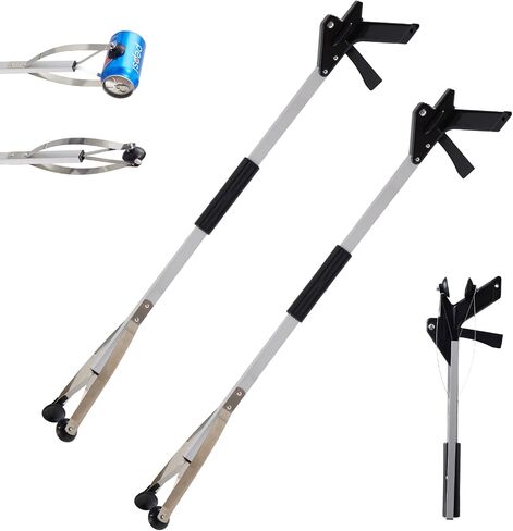 أداة Grabber Reacher مقاس 32 بوصة لكبار السن، قطعتان من الجزء العلوي لأداة التقاط القمامة شديدة التحمل مع كوب شفط - أداة التقاط Reacher Grabber قابلة للطي للاستخدام الداخلي والخارجي، أداة إمساك لجميع الأغراض in Kuwait