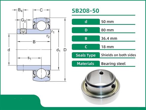50 مللي متر SB208-50 50x80x36.4 SB208-210 إدراج تحمل مجموعة المسمار قفل SB208/210 SB208/50 ZZ 1 قطعة in Kuwait