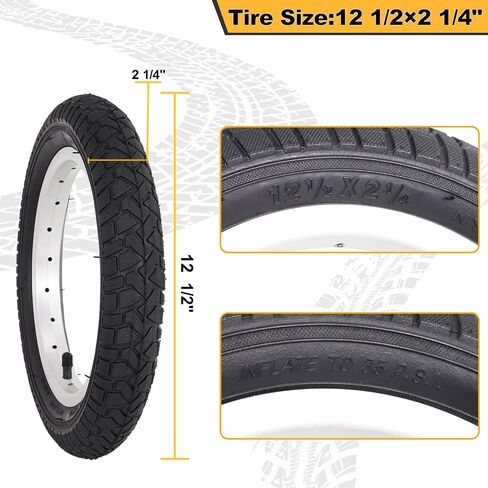 إطارات دراجة مقاس 12.5 × 2.25، وإطارات وأنابيب دراجة قابلة للطي مقاس 12 ½ × 2 ¼ | مجموعتان من الإطارات شديدة التحمل متوافقة مع دراجة الطريق MTB 12 1/2 × 2 1/4 in Kuwait