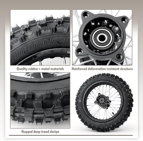 Rear Wheel Outer Tire Compatible with Yozma IN10 E-Bikes, 80/100-12 Rubber Metal Black Replacement Bicycle Motorcycle Parts Crack-Proof & Wear-Resistant in Kuwait