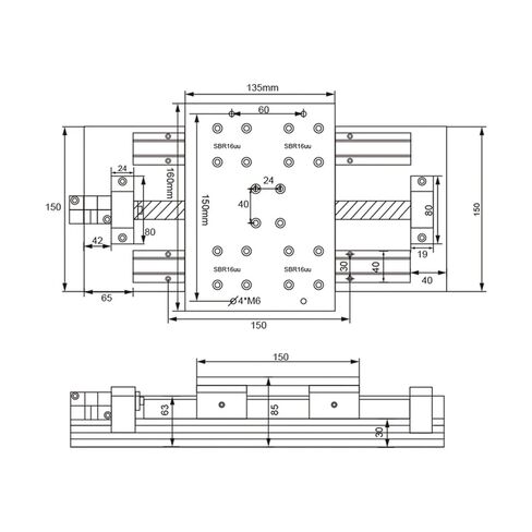 Linear Module Z axis Slide Linear Stage SFU1605/1610 Ball Screw + SBR16 Linear Guide for NEMA23 NEMA34 Stepper Motor(Option 1,250mm) in Kuwait