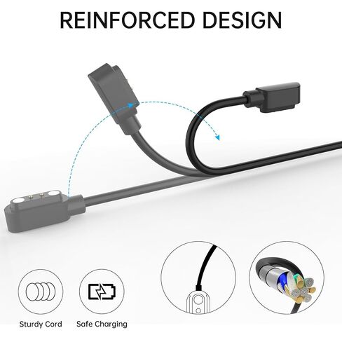 شاحن الساعة الذكية، كابل شحن USB مغناطيسي بديل للساعة الذكية سلك 2Pin، تباعد الدبوس 3 مم، متوافق مع IDW13، IDW19، IDW26، ID208plus، TGW01 VeryFit Watch in Kuwait