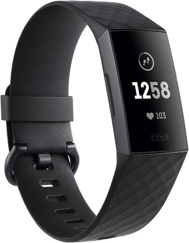 جهاز تعقب أنشطة اللياقة البدنية Fitbit Charge 3، جرافيت/أسود، مقاس واحد (لا يوجد دعم ضمان فيتبيت)، 0.06 رطل (متجدد) in Kuwait