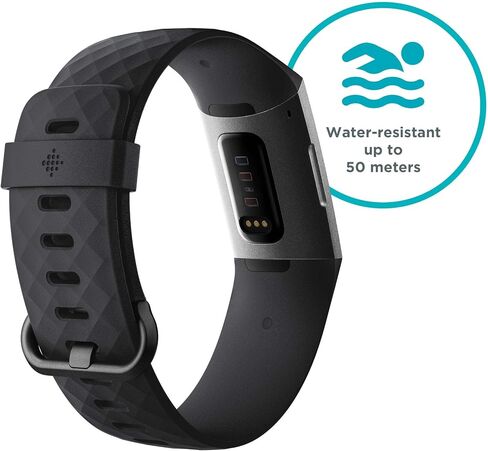 جهاز تعقب أنشطة اللياقة البدنية Fitbit Charge 3، جرافيت/أسود، مقاس واحد (لا يوجد دعم ضمان فيتبيت)، 0.06 رطل (متجدد) in Kuwait