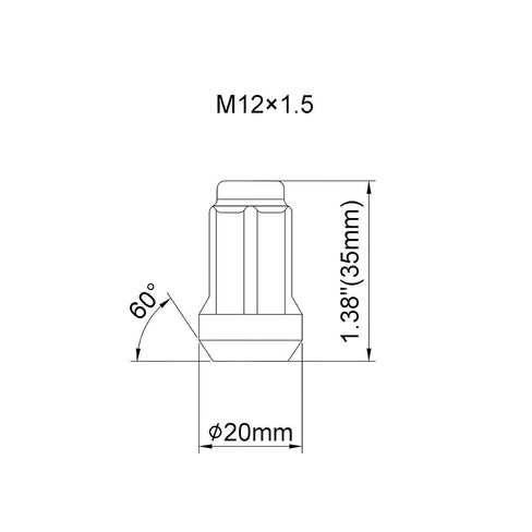 dynofit m12x1.5 صواميل العروة باللون الأسود، (20 قطعة + 2 مفتاح مقبس) 12 مم × 1.5 موالف ما بعد البيع (حزمة) in Kuwait
