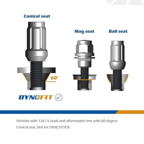 dynofit m12x1.5 صواميل العروة باللون الأسود، (20 قطعة + 2 مفتاح مقبس) 12 مم × 1.5 موالف ما بعد البيع (حزمة) in Kuwait