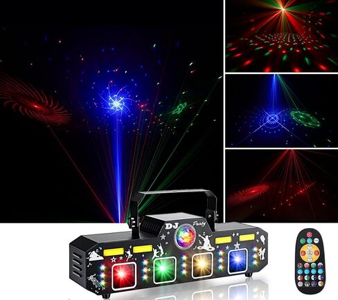 إضاءة حفلات دي جي 7 في 1 مع 129 تأثير إضاءة ديناميكي، ضوء غسيل RGB+UV، كرة ديسكو، ستروب ذهبي، صوت نشط، جهاز تحكم عن بعد وDMX512، إضاءة حفلات احترافية للمنزل، البار، النادي، المسرح in Kuwait