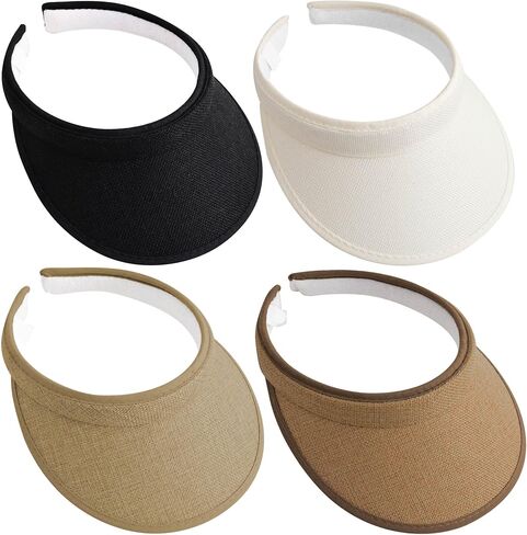 4 Pack Sun Visor Hats Women Men, Clip On Wide Brim Adjustable Visors Hat Outdoor Sports Golf Beach Running Travel Cap in Kuwait