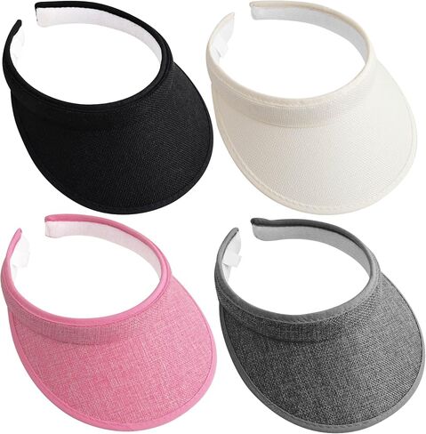 4 Pack Sun Visor Hats Women Men, Clip On Wide Brim Adjustable Visors Hat Outdoor Sports Golf Beach Running Travel Cap in Kuwait