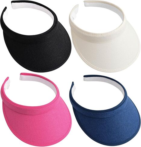 4 Pack Sun Visor Hats Women Men, Clip On Wide Brim Adjustable Visors Hat Outdoor Sports Golf Beach Running Travel Cap in Kuwait