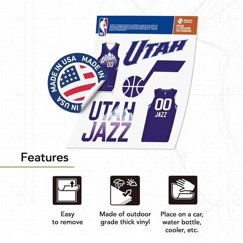 ملصق Desert Cactus Utah Jazz من NBA مرخص رسميًا من الفينيل لزجاجة مياه للكمبيوتر المحمول ودفتر قصاصات السيارة (إصدار المدينة 24-25) in Kuwait