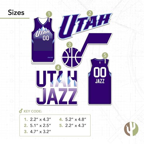 ملصق Desert Cactus Utah Jazz من NBA مرخص رسميًا من الفينيل لزجاجة مياه للكمبيوتر المحمول ودفتر قصاصات السيارة (إصدار المدينة 24-25) in Kuwait
