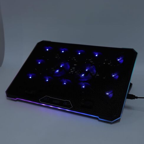 Gaming Laptop Cooling Pad Powerful 10 Fans Speed RGB Lights for 12-19 Inch Laptop ABS Aluminum Alloy Material (14 Fans) in Saudi Arabia