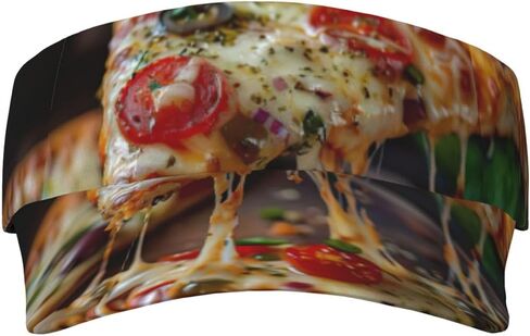 قبعات واقية من الشمس رياضية مطبوعة من Tasty Pizza قابلة للتعديل، قبعة شمسية للجري والجولف والتنس للنساء والرجال باللون الأسود in Kuwait