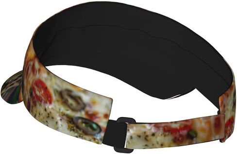 قبعات واقية من الشمس رياضية مطبوعة من Tasty Pizza قابلة للتعديل، قبعة شمسية للجري والجولف والتنس للنساء والرجال باللون الأسود in Kuwait