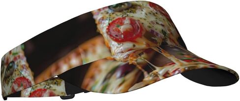 قبعات واقية من الشمس رياضية مطبوعة من Tasty Pizza قابلة للتعديل، قبعة شمسية للجري والجولف والتنس للنساء والرجال باللون الأسود in Kuwait