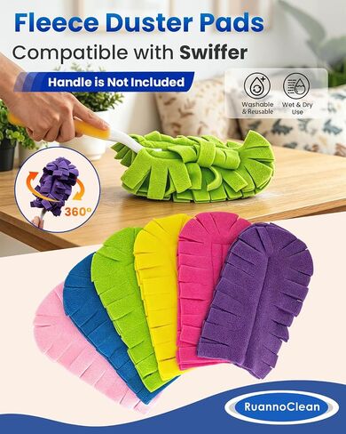 6 PCS Reusable Duster Refills Compatible with Swiffer, Washable Fleece Duster Pads 360 Heavy Duty Duster Refills for Fan, Window, Furniture, Floor Car Dust Cleaning (Handle is Not Included) in Kuwait
