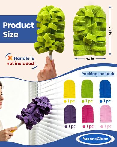 6 PCS Reusable Duster Refills Compatible with Swiffer, Washable Fleece Duster Pads 360 Heavy Duty Duster Refills for Fan, Window, Furniture, Floor Car Dust Cleaning (Handle is Not Included) in Kuwait