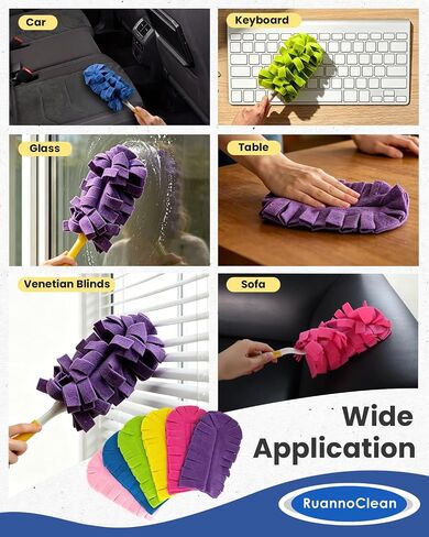 6 PCS Reusable Duster Refills Compatible with Swiffer, Washable Fleece Duster Pads 360 Heavy Duty Duster Refills for Fan, Window, Furniture, Floor Car Dust Cleaning (Handle is Not Included) in Kuwait