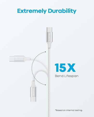 كابل Huukein أبيض USB A إلى USB C بطول 20 قدمًا، كابل USB C طويل جدًا شحن سريع، سلك شاحن USBC لهاتف iPhone 17 Air 16 15 Pro Max Plus، لهاتف Samsung Galaxy S21 Note 10 in Kuwait
