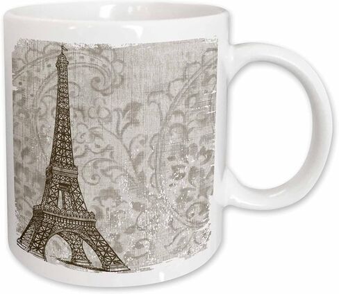 3dRose Vintage Eiffel Tower French Art 15oz Mug in Kuwait