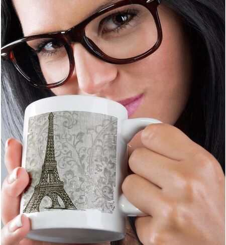 3dRose Vintage Eiffel Tower French Art 15oz Mug in Kuwait