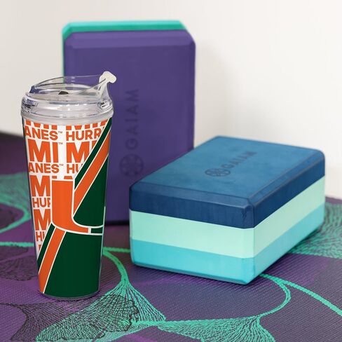 Rico Industries NCAA Miami Hurricanes - كوب أكريليك قياسي U سعة 24oz مع غطاء مفصلي، كوب مزدوج الجدار مرخص رسميًا مع قش in Kuwait