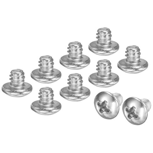 M METERXITY 10 عبوات 1/4-20x1/4 براغي آلة رأس المقلاة 304 من الفولاذ المقاوم للصدأ فيليبس محرك عموم رأس برغي رأس متقاطع مسامير ملولبة بالكامل للإلكترونيات/الأثاث الفضي in Kuwait