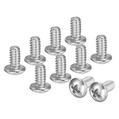 M METERXITY 10 عبوات 1/4-20x1/4 براغي آلة رأس المقلاة 304 من الفولاذ المقاوم للصدأ فيليبس محرك عموم رأس برغي رأس متقاطع مسامير ملولبة بالكامل للإلكترونيات/الأثاث الفضي in Kuwait