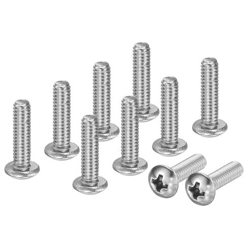 M METERXITY 10 عبوات 1/4-20x1/4 براغي آلة رأس المقلاة 304 من الفولاذ المقاوم للصدأ فيليبس محرك عموم رأس برغي رأس متقاطع مسامير ملولبة بالكامل للإلكترونيات/الأثاث الفضي in Kuwait