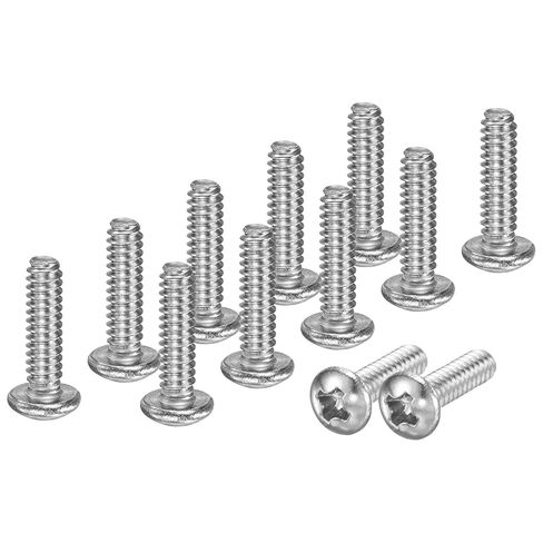 M METERXITY 10 عبوات 1/4-20x1/4 براغي آلة رأس المقلاة 304 من الفولاذ المقاوم للصدأ فيليبس محرك عموم رأس برغي رأس متقاطع مسامير ملولبة بالكامل للإلكترونيات/الأثاث الفضي in Kuwait