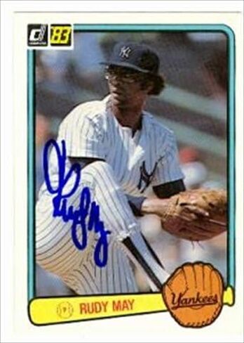 Autograph Warehouse 42230 Rudy May Autographed Baseball Card New York Yankees 1983 Donruss No. 135 in Kuwait