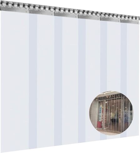 Clear PVC Strip Curtain - 1.2mm Thick Plastic Door Curtain for Refrigeration, Windproof & Dust-Proof Partition, Easy Install - Perfect for Commercial & Home Use,Clear,165x210cm/64.96x82.68in in Kuwait