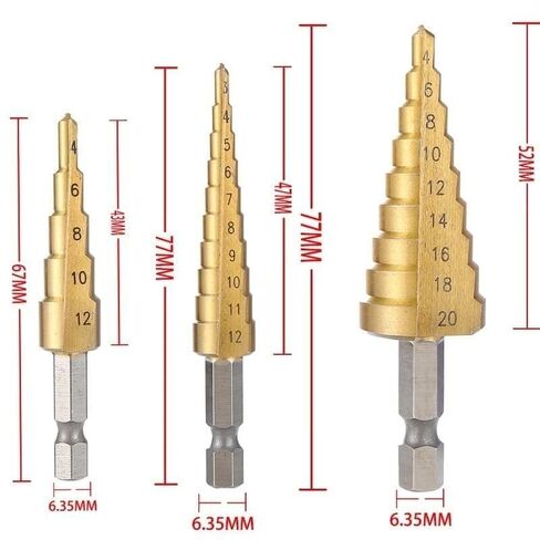 مثقاب خطوة HSS عالي الدقة مطلي بالتيتانيوم مقاس 4-32 مم / 4-20 مم للمعادن والخشب والبلاستيك in Kuwait