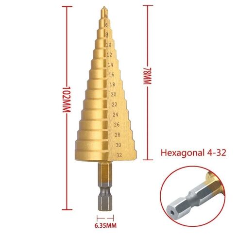 مثقاب خطوة HSS عالي الدقة مطلي بالتيتانيوم مقاس 4-32 مم / 4-20 مم للمعادن والخشب والبلاستيك in Kuwait