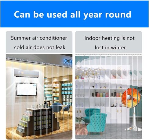 Heavy-Duty Industrial PVC Strip Curtain for Freezer, Garage & Patio – 1.2mm Clear Vinyl Strips, Insulated Doorway Protection, Durable & Weather-Resistant PVC Door,Size_Name,165x280cm/64.96x110.24in in Kuwait