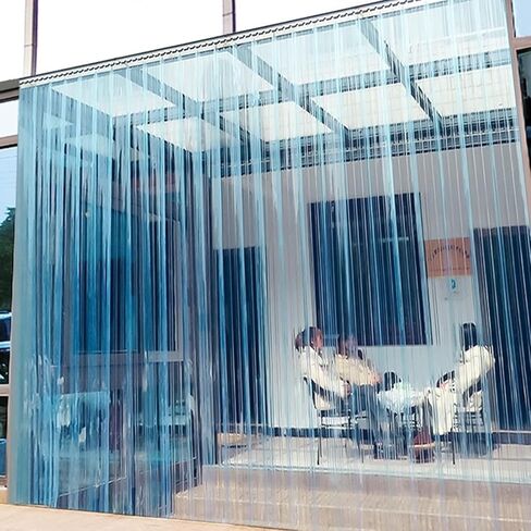 ستارة شريط PVC للتبريد، باب فينيل سميك 21 مم للفريزر وورش العمل والجراج والسوبر ماركت - مضادة للالتصاق، أزرق 105 × 2 م، مثالية لتقديم الطعام وغرف التبريد، أزرق، 1.05 × 2 م in Kuwait