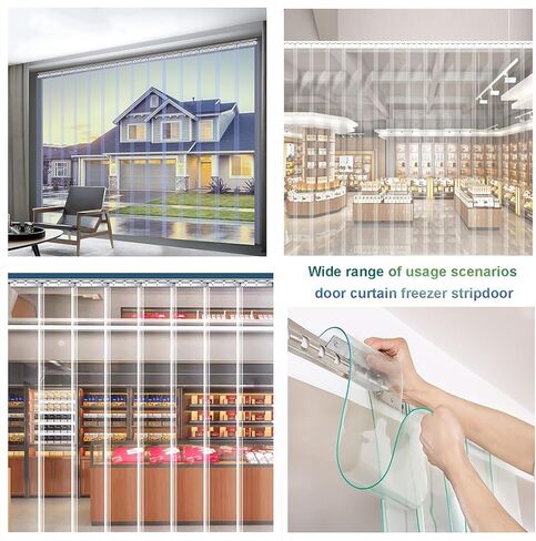 PVC Freezer Strip Curtain - Clear Vinyl Plastic Strips for Refrigeration, Easy-Hang Kit for Warehouses, Factories & Supermarkets - 240x270cm (94.49x106.3in),Size_Name,240x270cm/94.49x106.3in in Kuwait