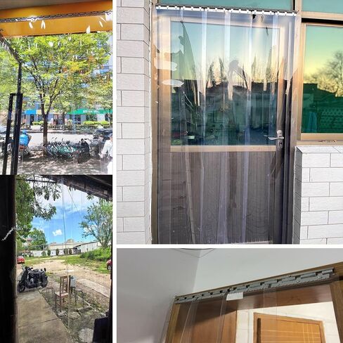 PVC Freezer Strip Curtain - Clear Vinyl Plastic Strips for Refrigeration, Easy-Hang Kit for Warehouses, Factories & Supermarkets - 240x270cm (94.49x106.3in),Size_Name,240x270cm/94.49x106.3in in Kuwait
