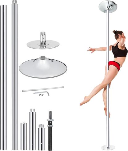 ZenStyle Premium 45mm Dance Pole, Luxury Chrome Plated Spinning Static Dancing Pole, Professional Grade with Anti-Rust Finish, for Home, Club, Gym, Pub Use in Kuwait